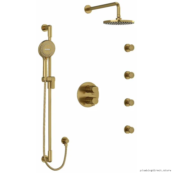 Parabola Thermostatic Shower Faucet Kit - Durable Brushed Gold Finish for Modern Bathroom
