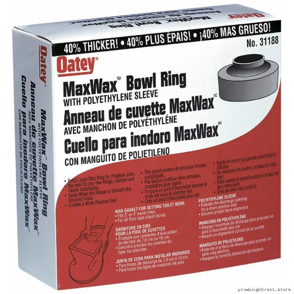 Toilet Bowl Wax Seal Ring - Durable OATEY Maxwax 31188 Plumbing Gasket