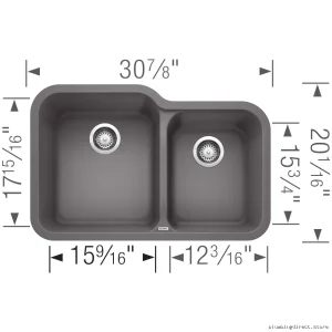 Vision U .75 Durable Undermount Bowl Silgranit Sink with Cinder Cabinet