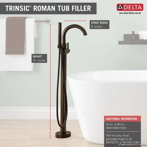 Elegant Venetian Bronze Floor Mount Tub Filler Trim | Durable T4759-RBFL Design - Image 3