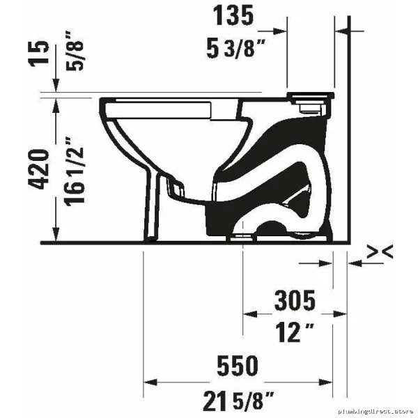 Duravit 2034010000 White Tall Elongated Toilet Bowl - Image 2