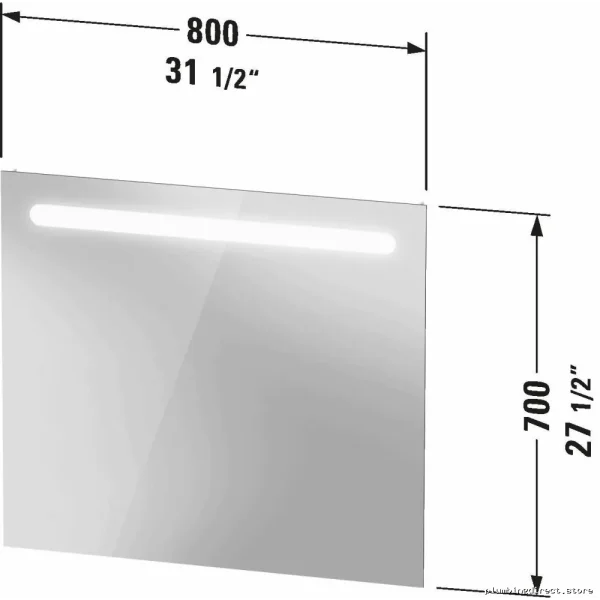 Duravit Aluminum LED Bathroom Mirror 31.5 x 27.5 Inch N17952000006000 - Image 2