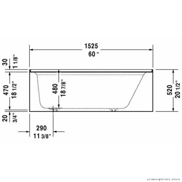 Architec Left-Hand Tub 60x32 White - Duravit Model 700354 - Image 4