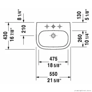 Duravit D-Code Wall-Mount Single-Hole Bathroom Sink in White