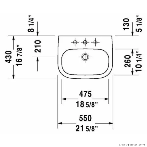 Duravit D-Code Wall-Mount Single-Hole Bathroom Sink in White