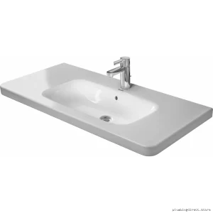 White Widespread Basin - Duravit DuraStyle 39-3/8 Inch Modern Bathroom Sink 2320100030