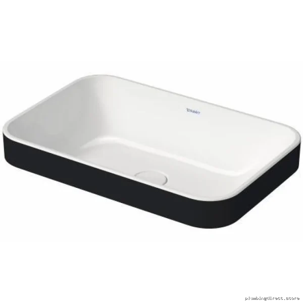 Duravit Happy D.2 Plus Modern Bathroom Sink - White & Anthracite Matte Finish - Image 2