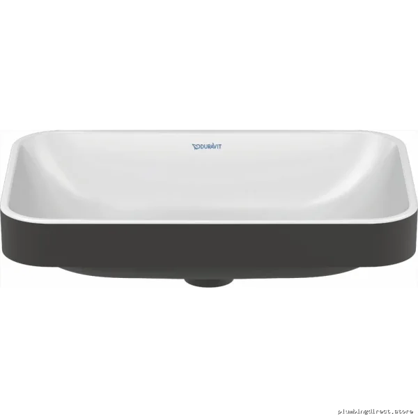 Duravit Happy D.2 Plus Modern Bathroom Sink - White & Anthracite Matte Finish - Image 4