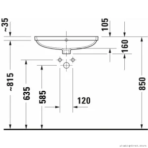 Modern Undermount White Bathroom Sink - Duravit 0395550017