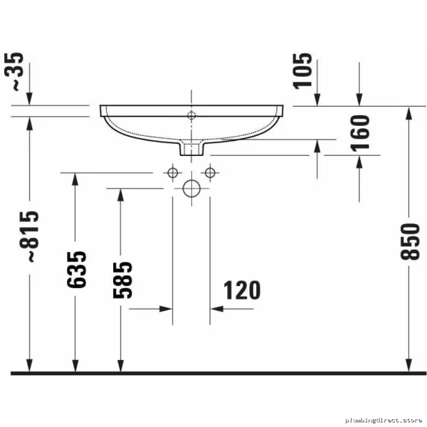Modern Undermount White Bathroom Sink - Duravit 0395550017