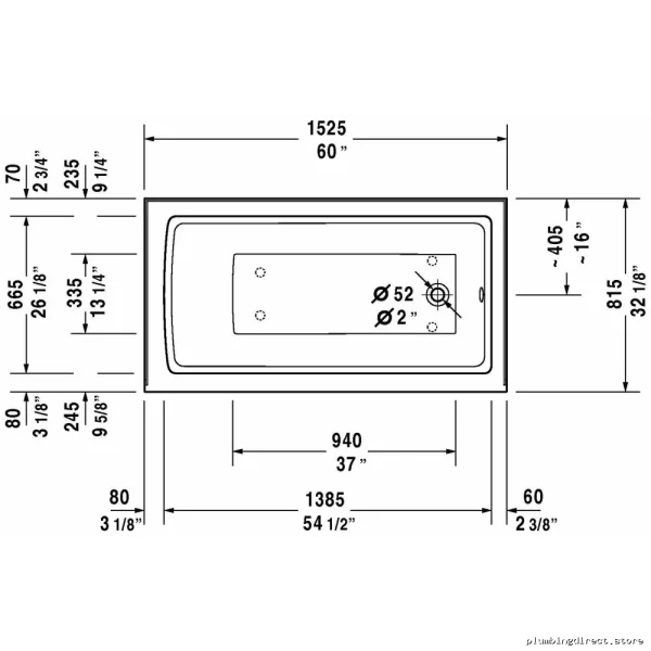 Right-Hand Bathtub Architec 60x32 White Modern Design Duravit