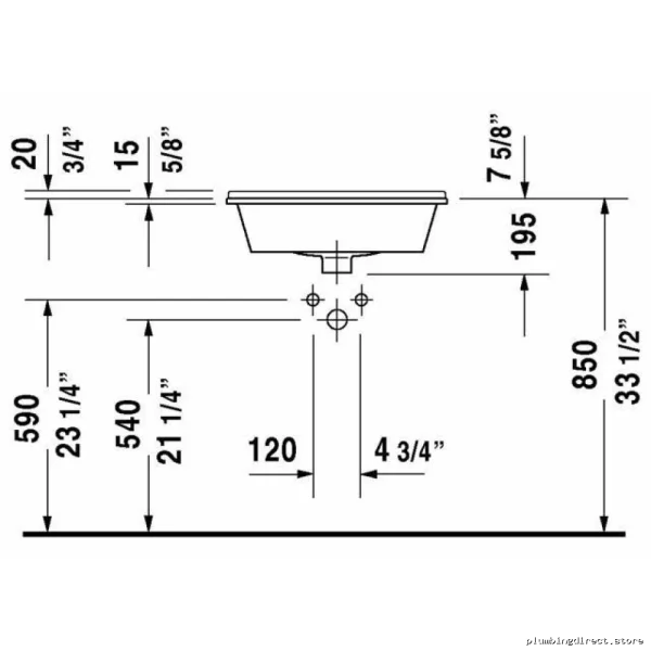 Duravit/Starck White Modern Single-Hole Drop-In Basin Model # - Image 2