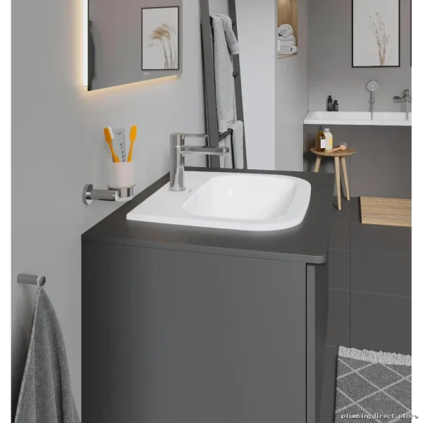 Duravit White Single-Hole Countertop Sink - Modern Vanity Fixture 0337540000