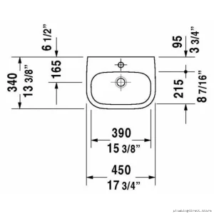 Duravit White Single Hole Handrinse Basin - Modern Wall Mount Sink
