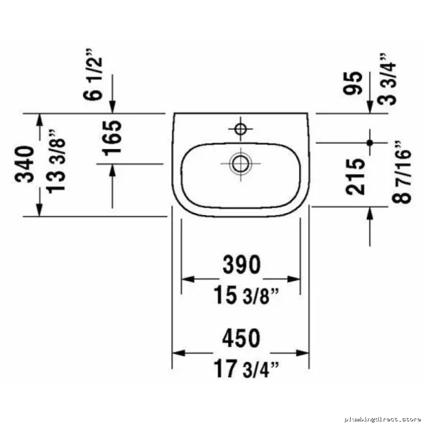 Duravit White Single Hole Handrinse Basin - Modern Wall Mount Sink