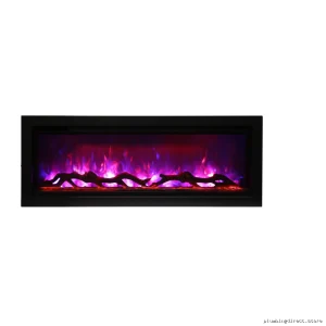 Electric Built-In Fireplace with Realistic Log & Glass Inserts | Symmetry SYM-42 Amantii