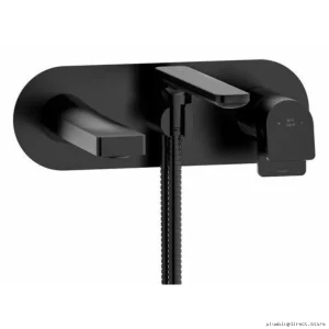 Elegant Black Wall Mount Tub Faucet Trim with Chrome Finish - RIOBEL TOD21BK