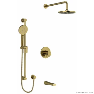 Elegant Brushed Gold Tub Shower Trim Kit by RIOBEL