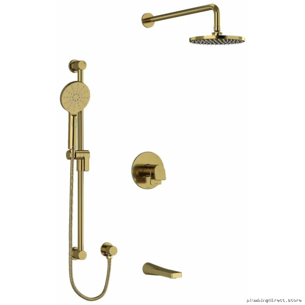 Elegant Brushed Gold Tub Shower Trim Kit by RIOBEL