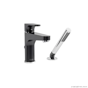 Elegant Kontur Two-Tier Roman Bathtub Faucet Set w/ Detachable Head - Chrome & Matte Black BF Series