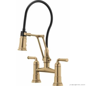 Rook Articulating Bridge Kitchen Faucet - Elegant Luxe Gold Design 62274LF-GL Brizo.