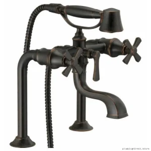 Elegant 2-Handle Tub Filler Trim Kit - Cross Handles in Venetian Bronze by Brizo T70361-RB