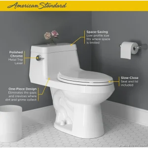 Elongated Low-Flow Toilet with Seat - White American Standard One-Piece
