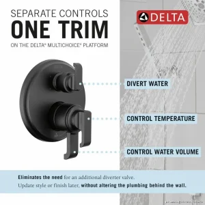 Delta Tetra Monitor 17 Series Valve Trim with 6-Setting Diverter for Kitchen Faucets - Matte Black