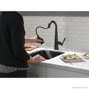 Emmeline Touch Bar Faucet w/ Pulldown Spray - Matte Black 9982T-DST Delta