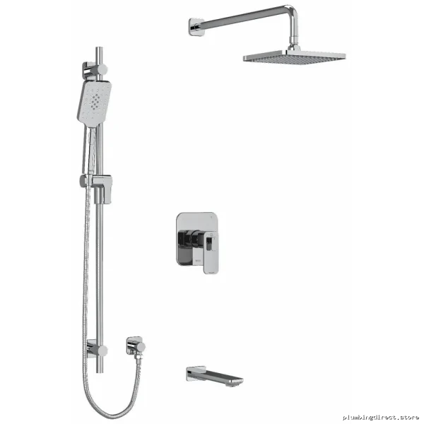 Equinox Chrome Ceiling Shower Faucet Trim with Tub & Shower Arm - TKIT1345EQC-6 RIOBEL