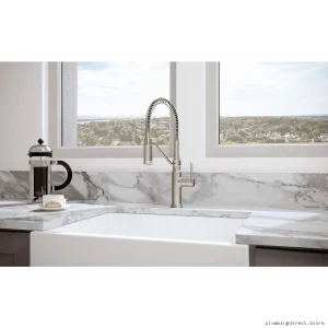 Ergonomic Pull-Down Kitchen Faucet with Stainless Steel Spray & Delta Finish - Prodeco