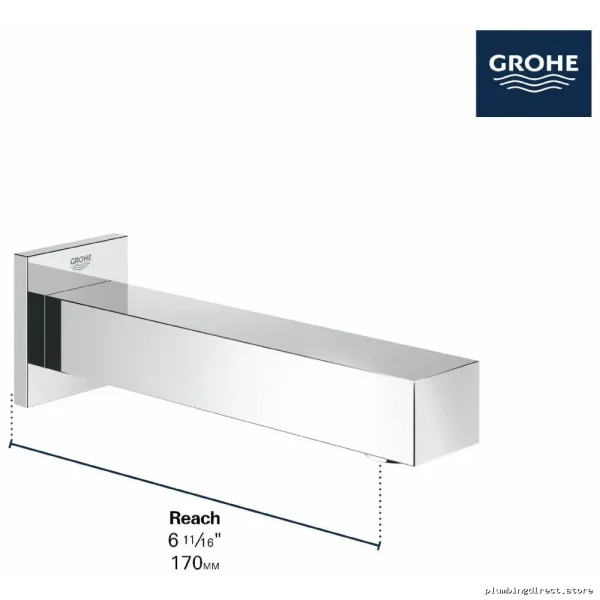 Eurocube Grohe Brushed Nickel Sink Spout - Premium Durable Tub Design 13305EN0 - Image 2