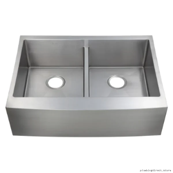 Double Bowl Apron Front Stainless Steel Kitchen Sink with Low Divider - EDAF2133/9-LD Excalibur