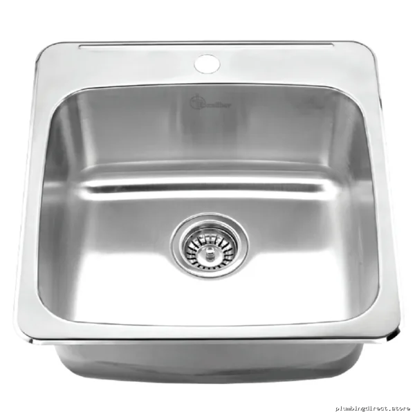 Excalibur ESL2020/8/1 Single Bowl Drop-In Sink - Durable Stainless Steel Modern Kitchen Sink
