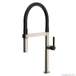 Exki Kalia Modern Kitchen Faucet with Pullout Spray Head - Black & Stainless Steel KF1751-170