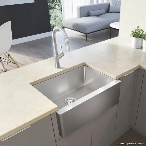 Medium Farmhouse Apron Front Stainless Steel Single Bowl Kitchen Sink - Image 3