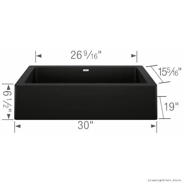 Farmhouse Apron Front Silgranit Sink Coal Black 30" Vintera Blanco - Image 2