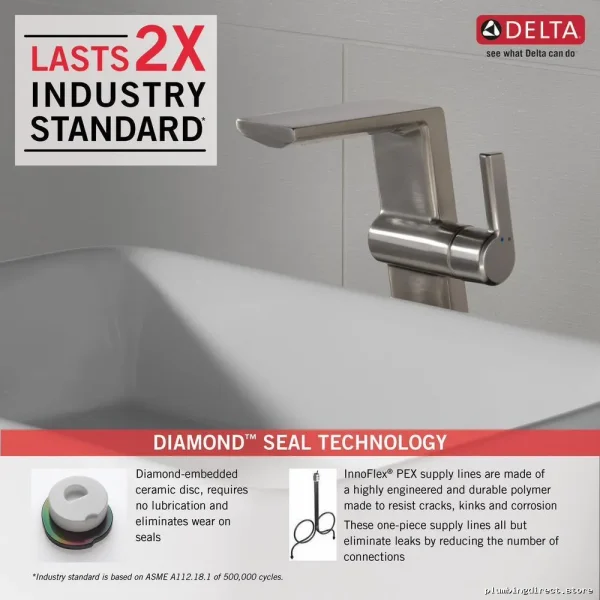 Delta 799-SS-PR-DST Vessel Sink Faucet - Durable Lumicoat Stainless Steel Finish - Image 2