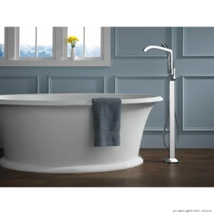 Floor-Mount Freestanding Tub Faucet with Hand Shower in Matte Black