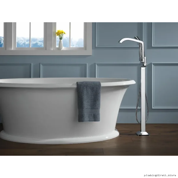 Floor-Mount Freestanding Tub Faucet with Hand Shower in Matte Black