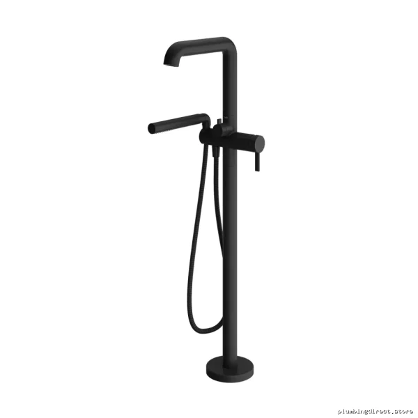 Pressure Balanced Floor-Mount Tub Fillers w/Hand Shower in Matte Black - Image 2