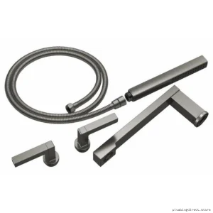 Frank Lloyd Wright Modern Tub Filler Trim in Luxe Steel with Lever Handles