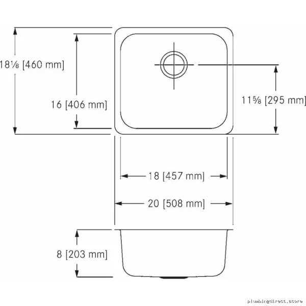 Franke Stainless Steel 20-Inch Single Bowl Undermount Kitchen Sink UCS6808P-1 - Image 2