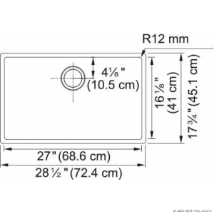 Franke Cube 28.5 Single Bowl Undermount Kitchen Sink - Contemporary Stainless Steel Design CUX110-27-CA