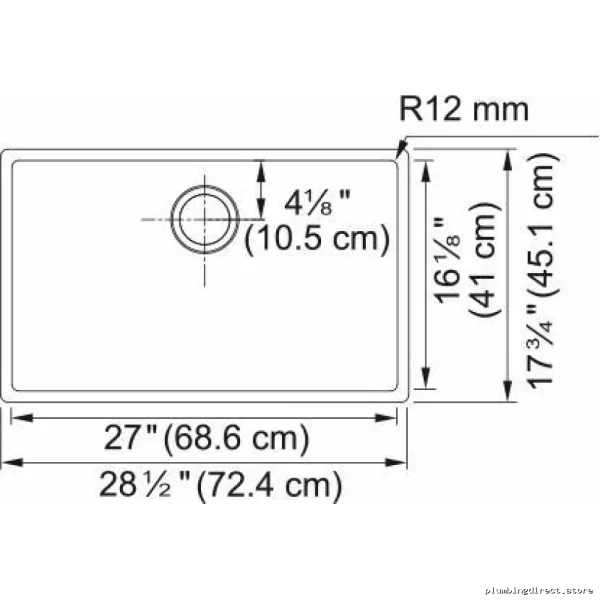 Franke Cube 28.5 Single Bowl Undermount Kitchen Sink - Contemporary Stainless Steel Design CUX110-27-CA