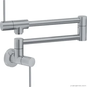 Space-Saving Two Handle Satin Nickel Wall-Mounted Pot Filler - Franke PF4480