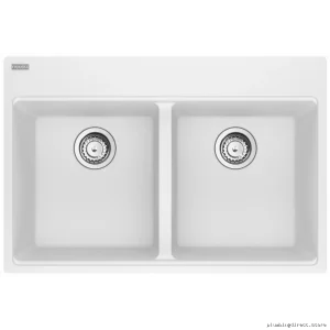 Franke Polar White 33-Inch Drop-In Kitchen Sink Dual Bowl MAG6201515