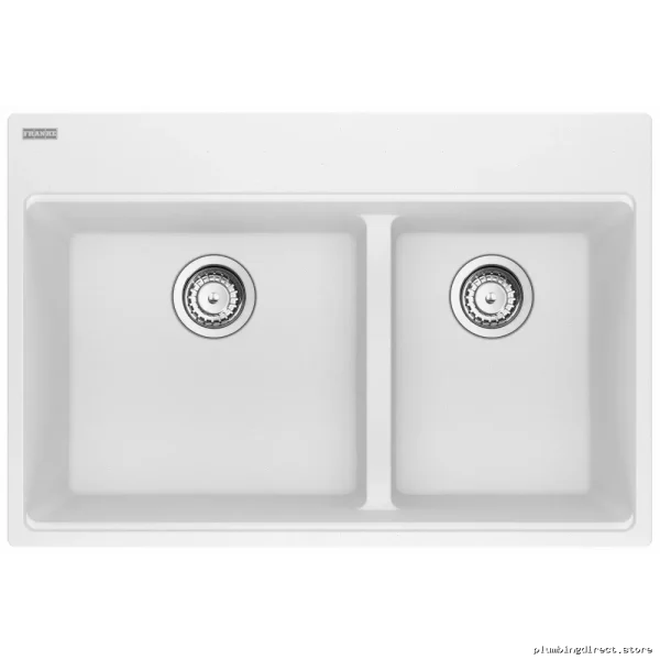 Franke Polar White Drop-In Kitchen Sink 31 Inch Dual Bowl Fragranite - Image 3