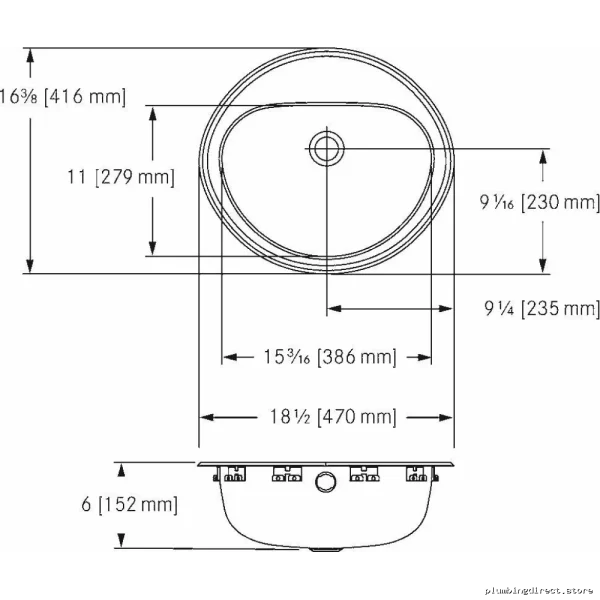 Franke Stainless Steel Drop-In Bathroom Sink Single Hole V1619-6-1
