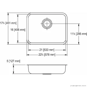 Franke 22-3/4" Undermount Single Bowl Kitchen Sink - Durable Stainless Steel UCS6105P-1